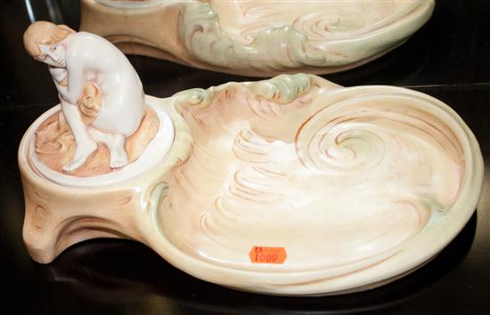 Bohemian ceramic figural dish