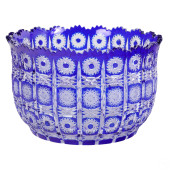 BOHEMIAN COBALT CUT CRYSTAL GL