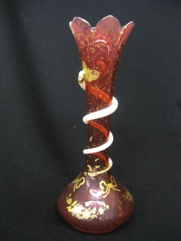 Bohemian Cranberry Art Glass Vase