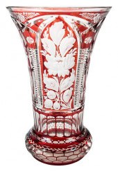 BOHEMIAN CRANBERRY ETCHED AND