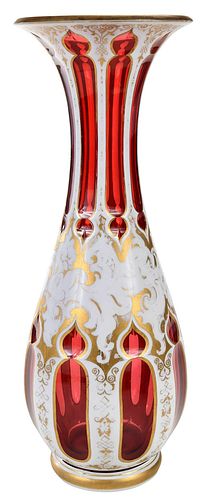 BOHEMIAN CRANBERRY GLASS AND GILT