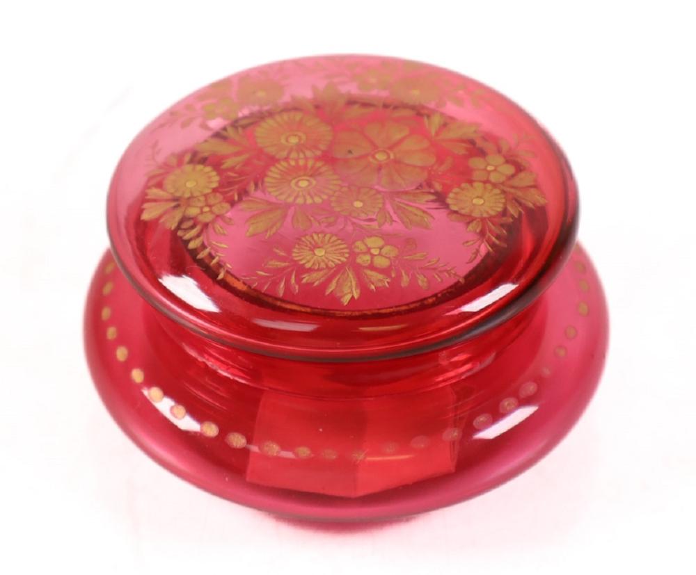 BOHEMIAN CRANBERRY GLASS & ENAMEL