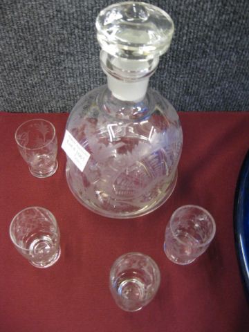 Bohemian Crystal Decanter with 5