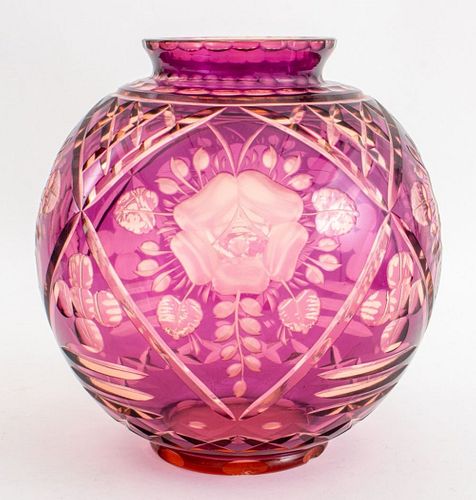 BOHEMIAN CUT AMETHYST FLASH GLASS