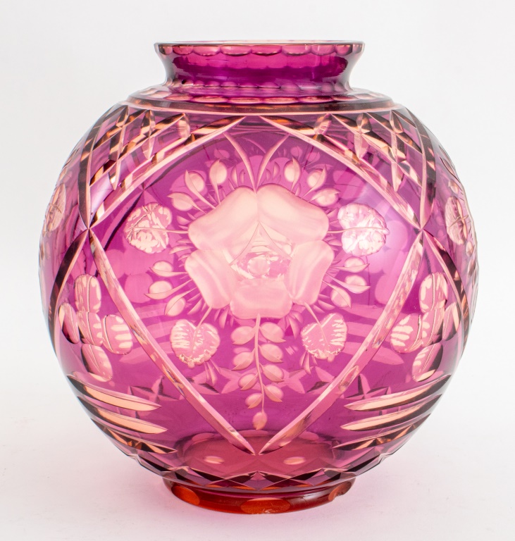 BOHEMIAN CUT AMETHYST FLASH GLASS