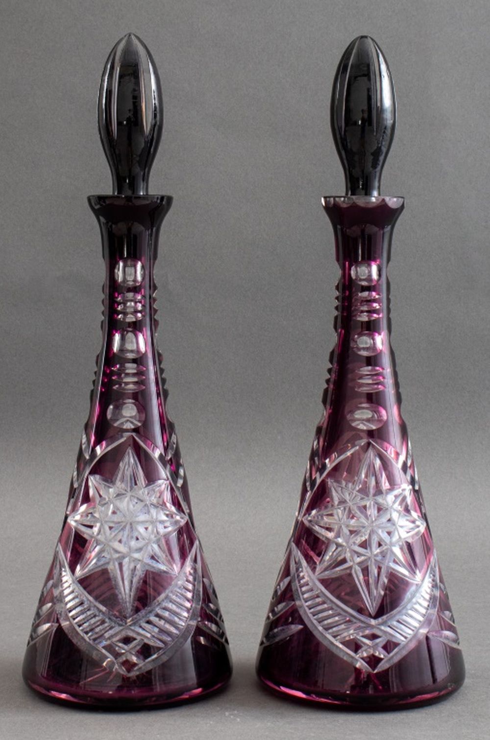 BOHEMIAN CUT AMETHYST FLASH GLASS