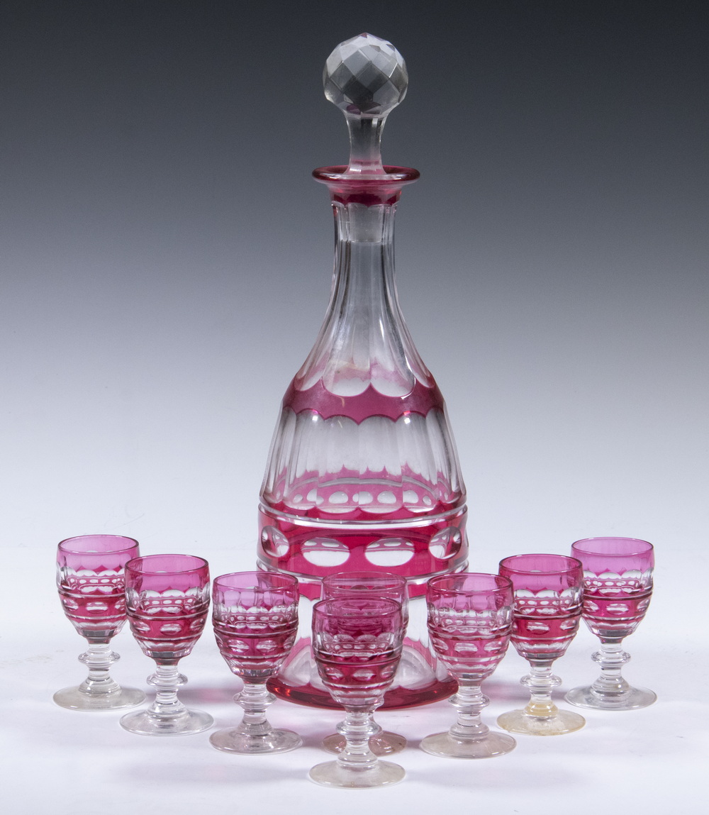BOHEMIAN CUT CRYSTAL CORDIAL SET