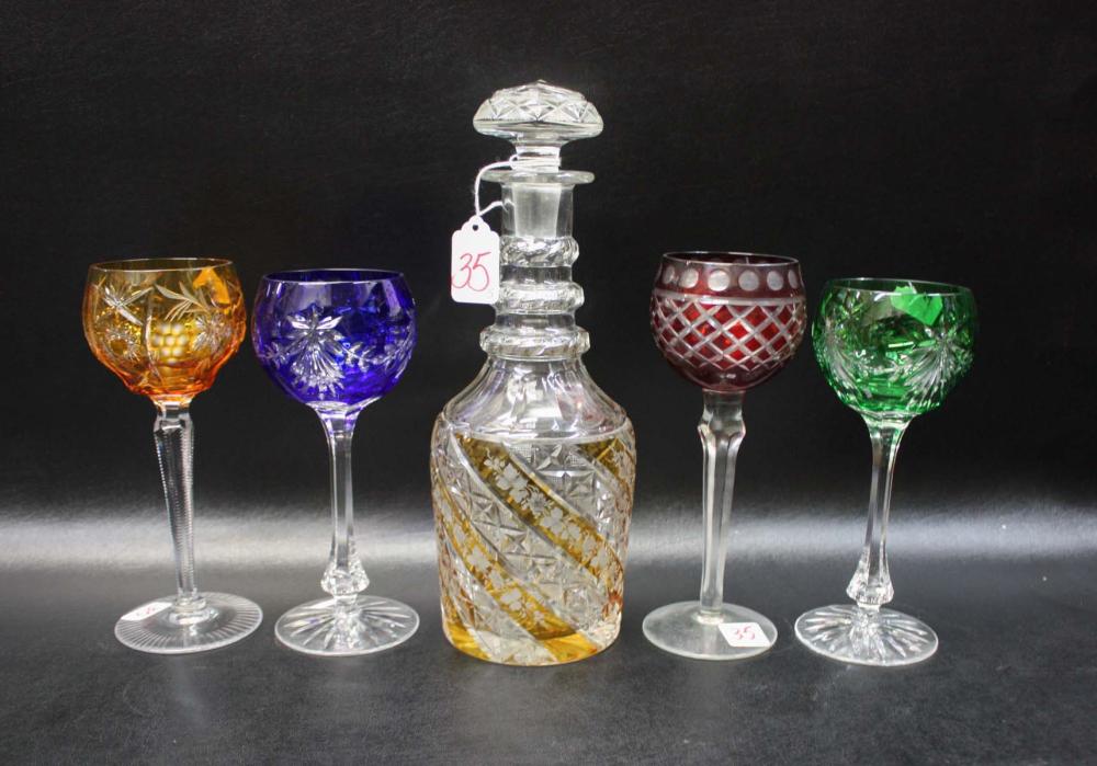 BOHEMIAN CUT CRYSTAL DECANTER AND