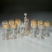 BOHEMIAN CUT, GILT GLASS DECAN