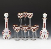BOHEMIAN CUT GLASS HAND PAINTE