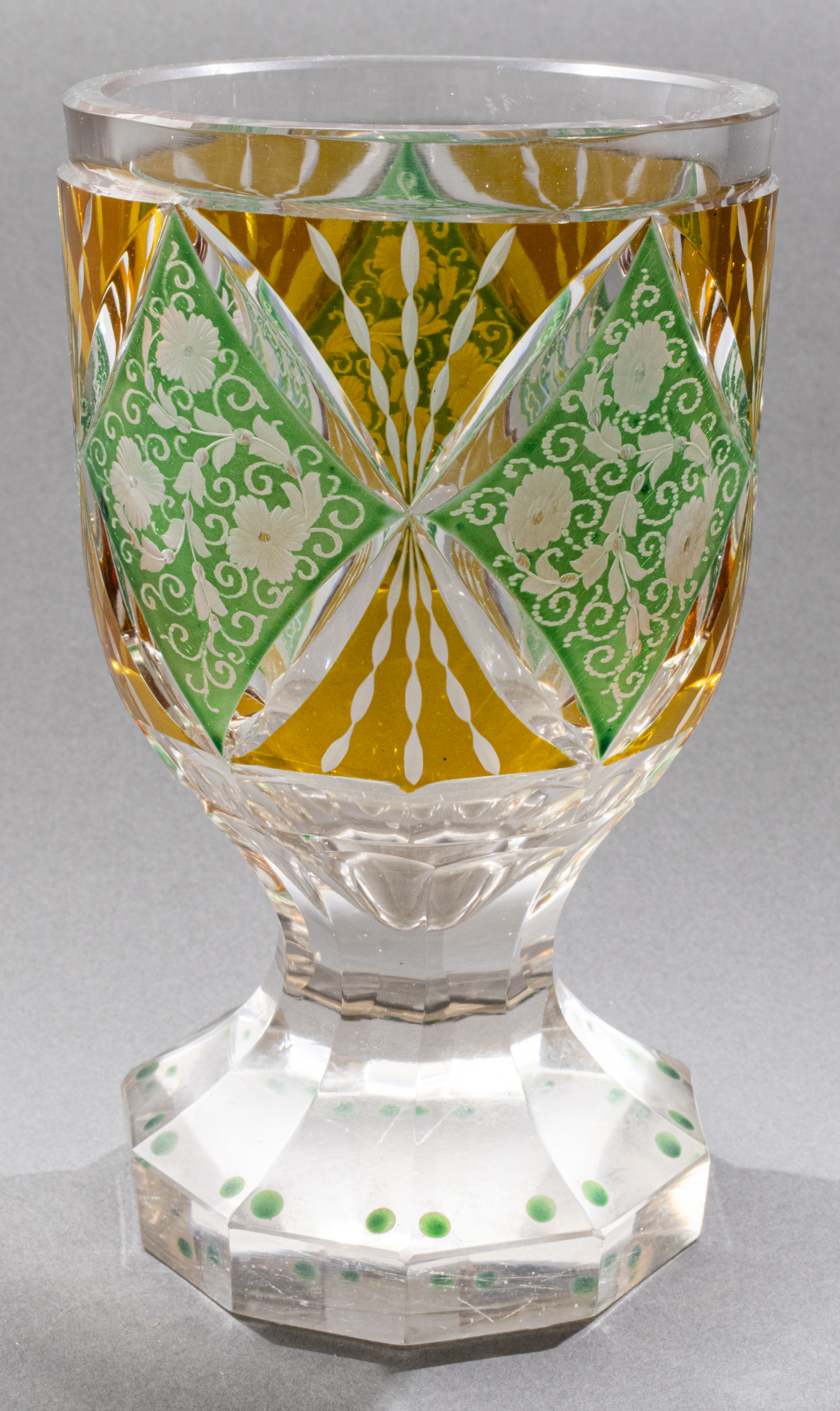 BOHEMIAN CZECH CUT CRYSTAL FOOTED