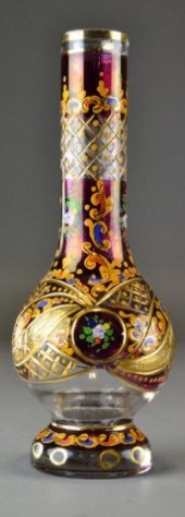 Bohemian Enamaled Glass VaseA