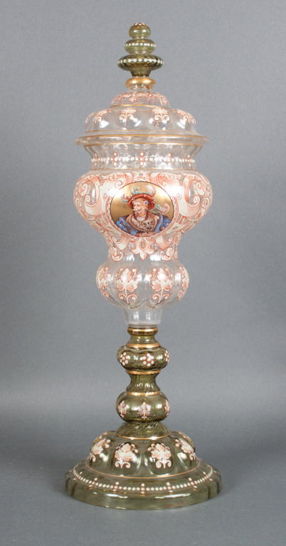 Bohemian enameled glass covered