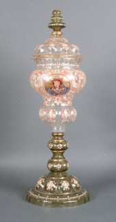 Bohemian enameled glass covere