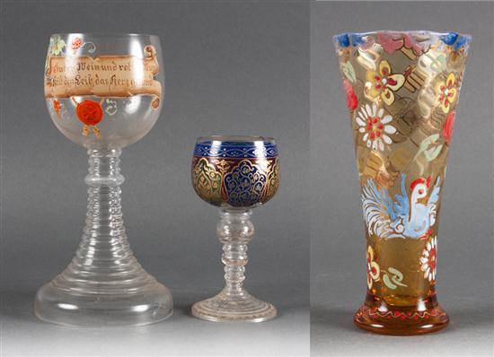 Bohemian enameled glass goblet