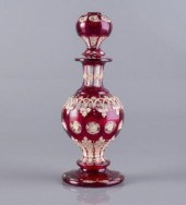 BOHEMIAN ENAMELED RUBY GLASS D