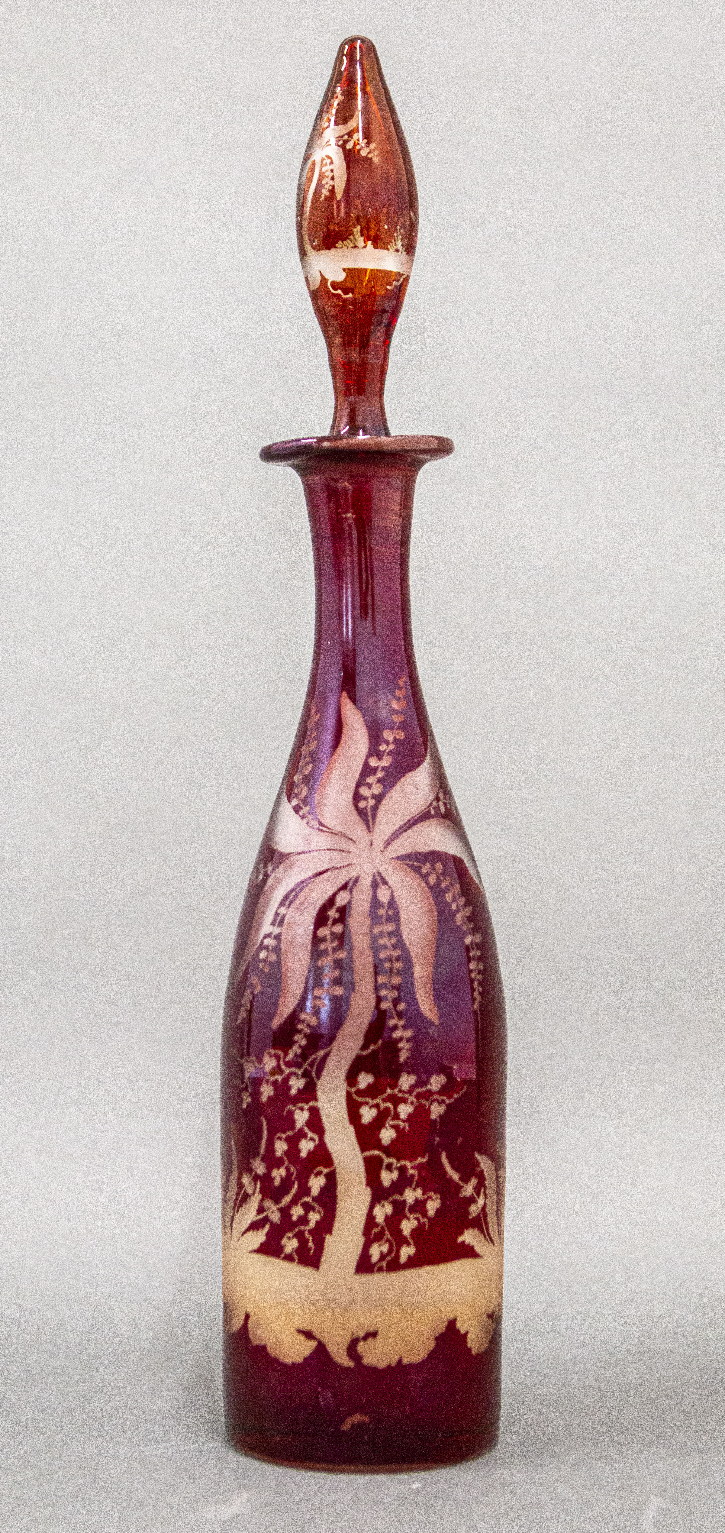 BOHEMIAN ETCHED GLASS LIDDED