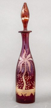 BOHEMIAN ETCHED GLASS LIDDED D