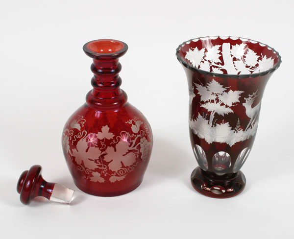 Bohemian glass decanter with