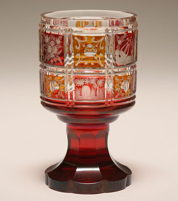 Bohemian glass wine goblet, 1840's;