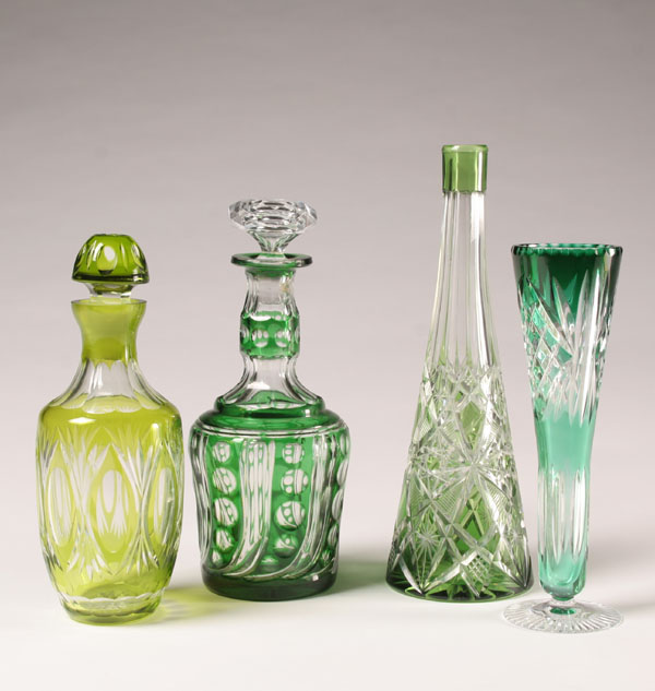 Bohemian green cut to clear glass