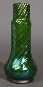 BOHEMIAN IRIDESCENT GLASS VASE