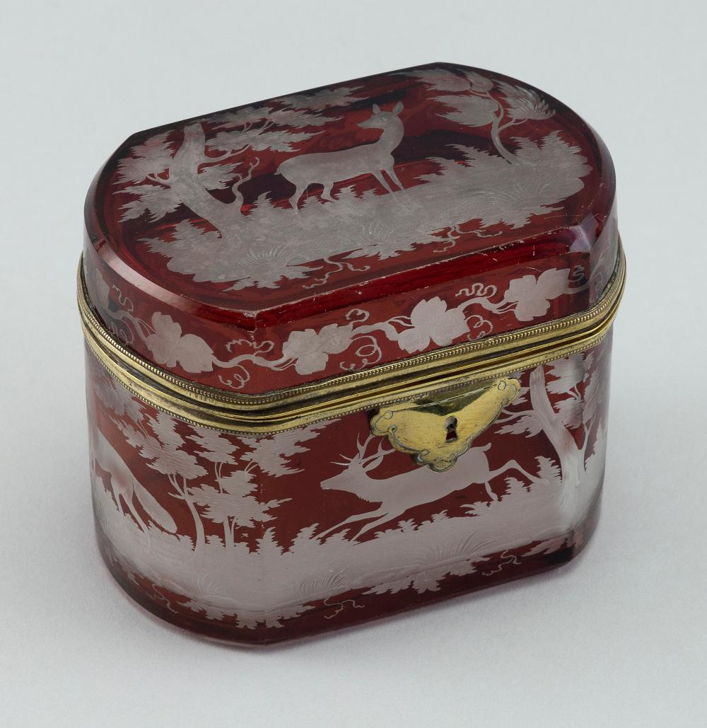 BOHEMIAN RUBY CUT TO CLEAR GLASS