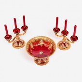 BOHEMIAN RUBY GLASS 3-PIECE CO
