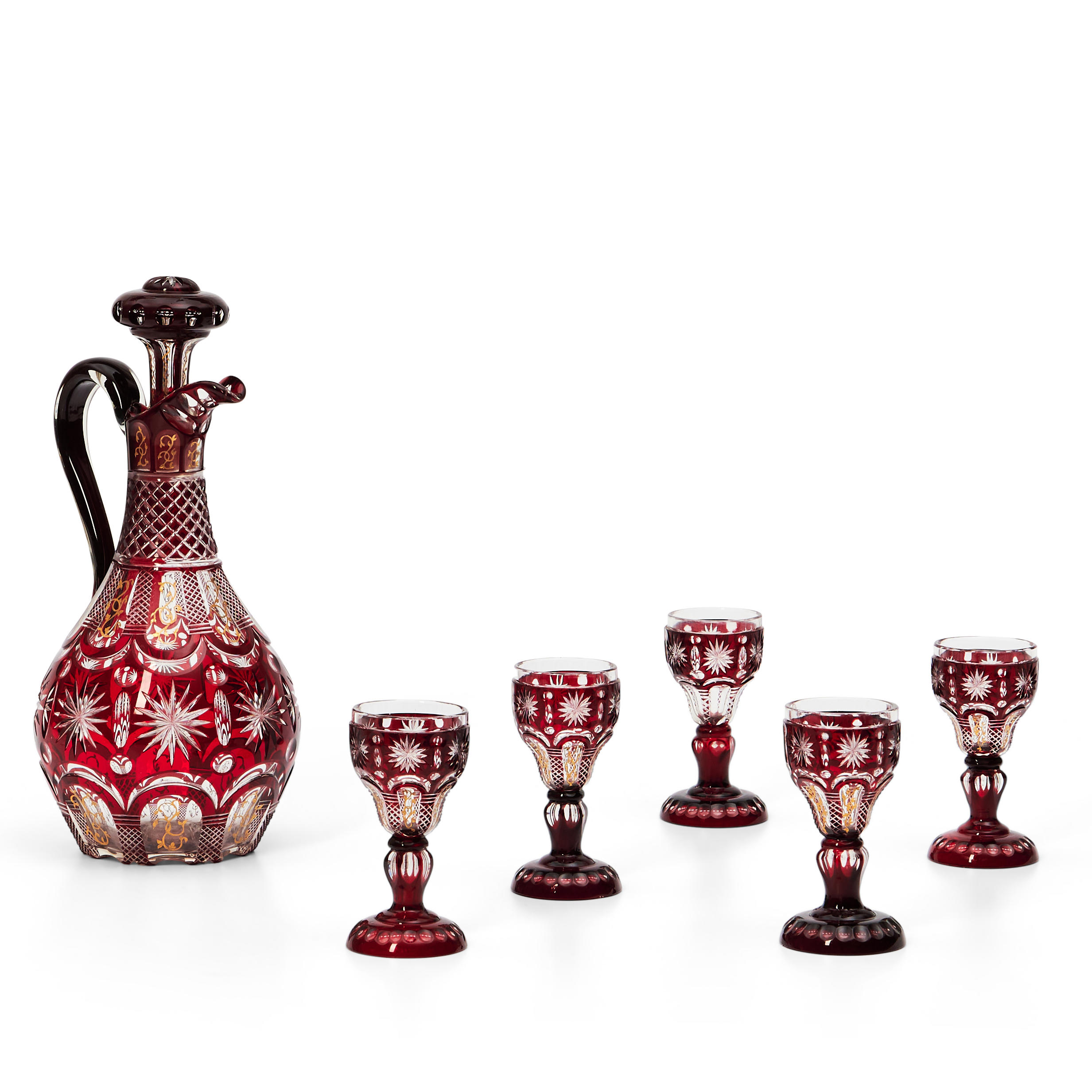 BOHEMIAN RUBY OVERLAY GLASS