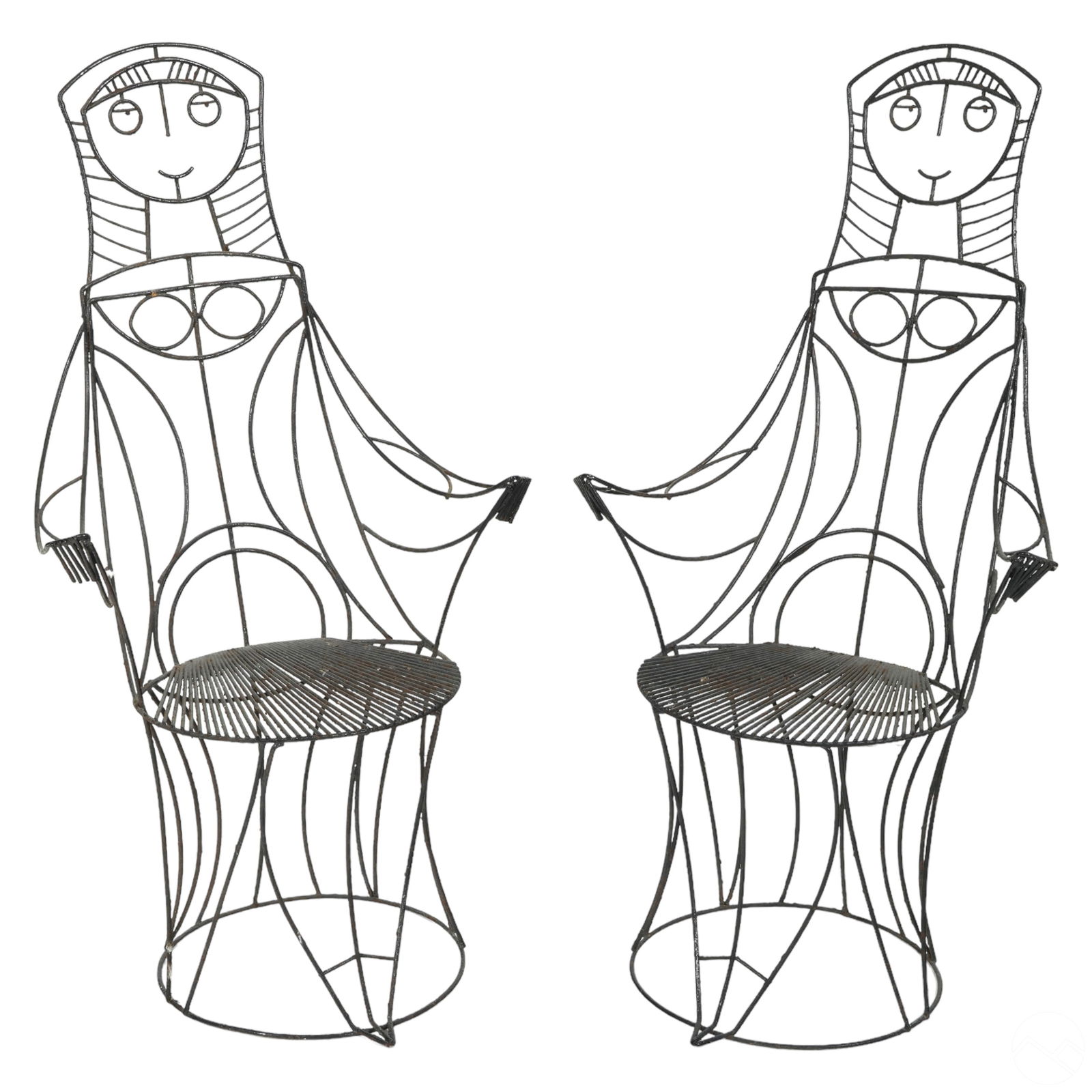 BOHO CHIC PAIR IRON LADY CHAIRS