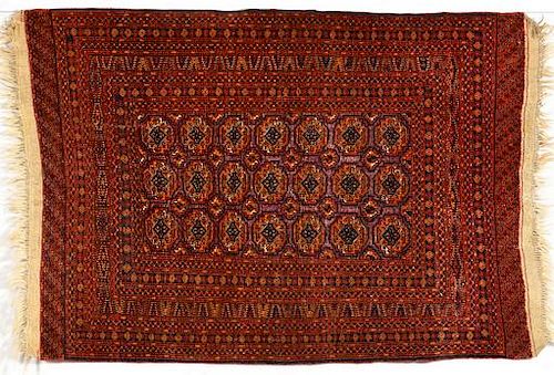 BOKHAM TEKKE SILK/WOOL RUG, E. 20TH
