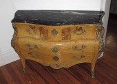 BOMBE MARBLE TOP COMMODE WITH