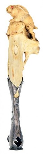 BONE CARVED RABBIT AND STERLIN