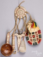 BONE CHATELAINE, 20TH C., ETC.