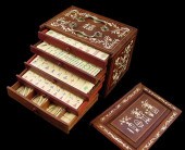 BONE INLAID MAH JONG SET: Flor