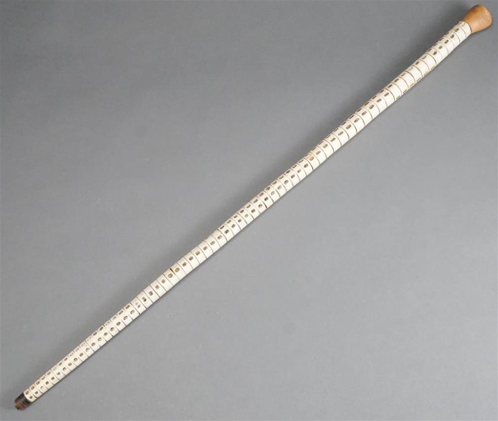 BONE MOUNTED WALKING CANE, L: