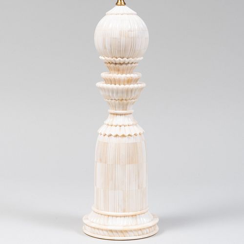 BONE VENEERED BALUSTER FORM TABLE