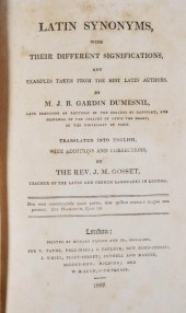 BOOK: LATIN SYNONYMS, NUMESNIL