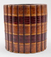 BOOK THEMED ROUND WASTEBASKET