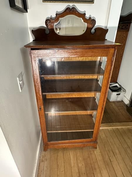 BOOKCASE, OAK, MIRROR BACK, 4