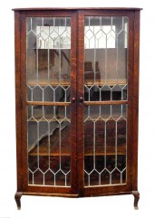 BOOKCASE, OAK WITH LEADED GLAS