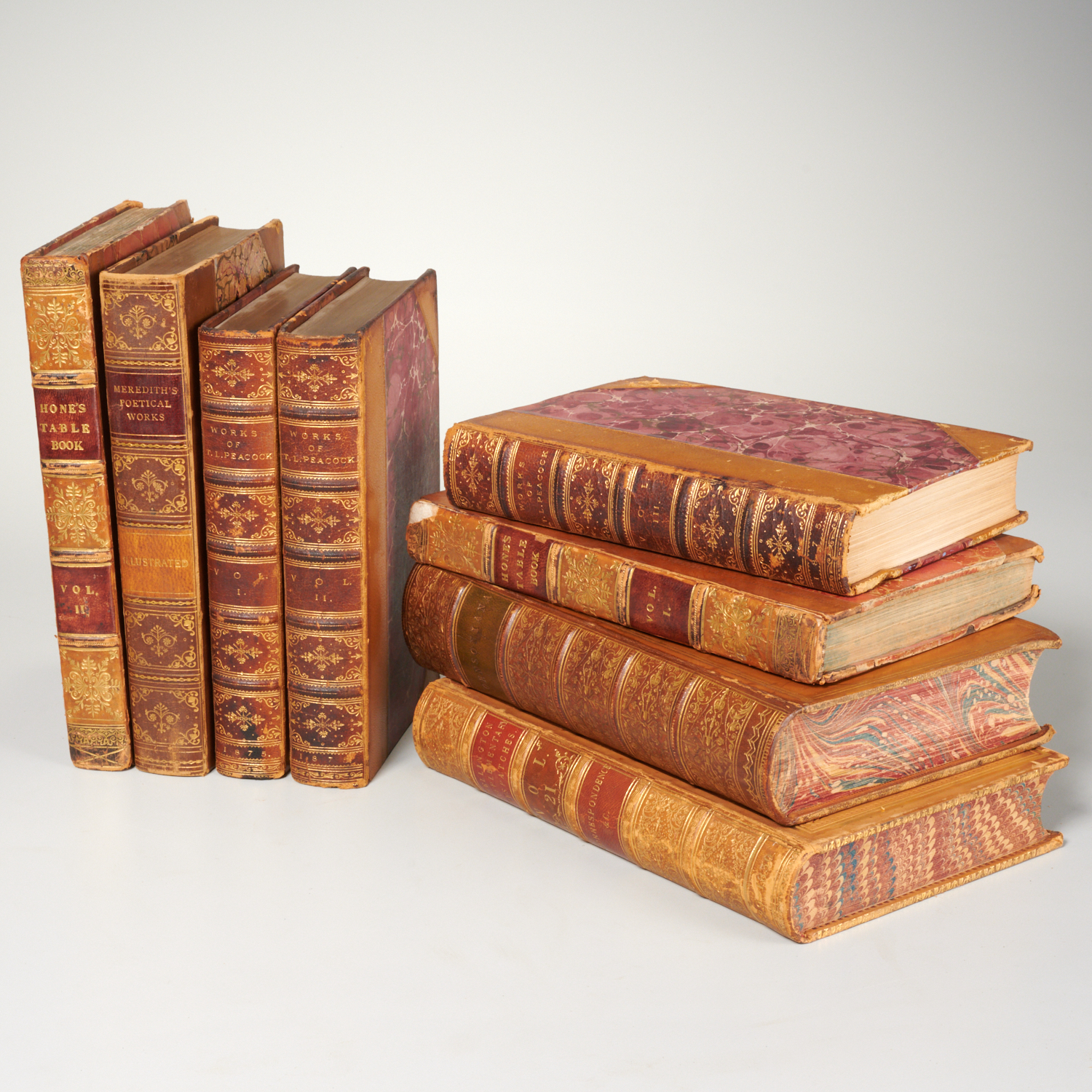 BOOKS: (8) VOLS 19TH C., LEATHER