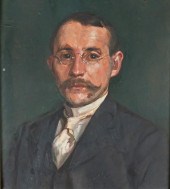 BORIS PRUSS OIL ON BOARD PORTR