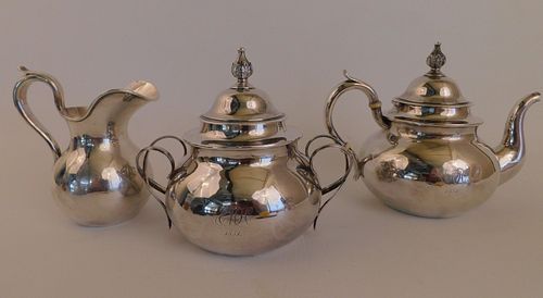 BOSTON COIN SILVER TEA SET3 piece