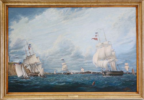 BOSTON OUTER HARBOR OIL ON CANVAS