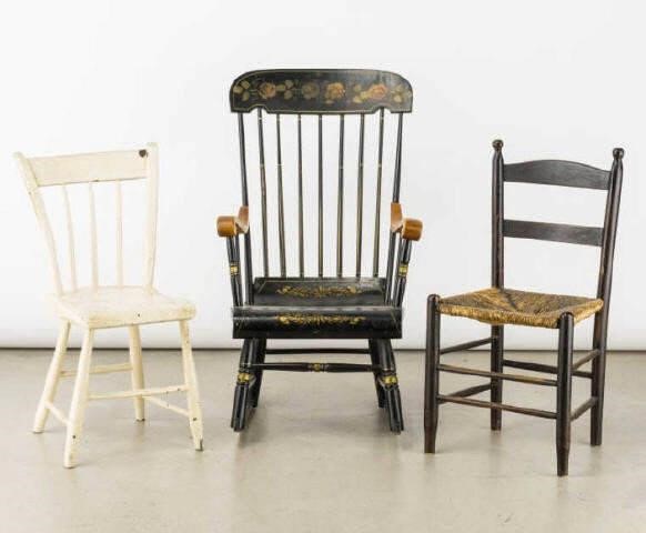 BOSTON ROCKER & TWO CHAIRSLot of