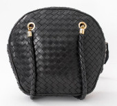 BOTTEGA VENETA BLACK WOVEN LEA