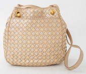 BOTTEGA VENETA GILT WOVEN LEAT