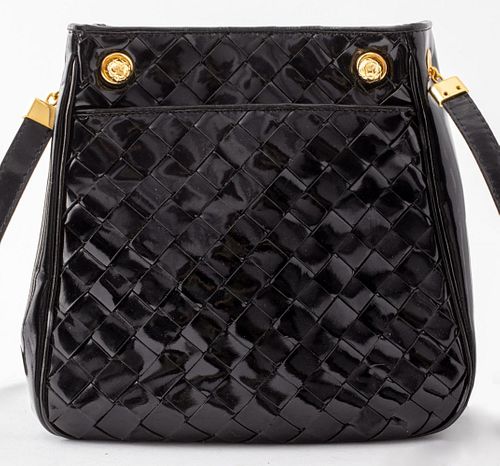 BOTTEGA VENETA WOVEN PATENT LEATHER