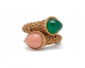 BOUCHERON 18K GOLD, CORAL, AND